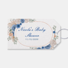 Boho Blue Pampas Grass Baby Dusche Geschenkanhänger