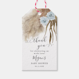 Boho Blue Pampas Grass Baby Duwer Fevor Tags Geschenkanhänger