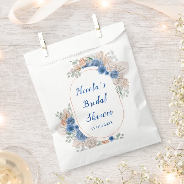 Boho Blue Pampas Grass Brautparty Geschenktütchen (Ausgeschnitten)