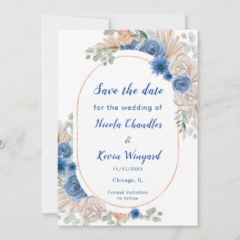 Boho Blue Pampas Grass Save the Date
