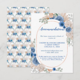 Boho Blue Pampas Grass Wedding Accommodation Card Begleitkarte