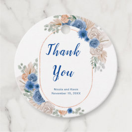 Boho Blue Pampas Grass Wedding Geschenkanhänger