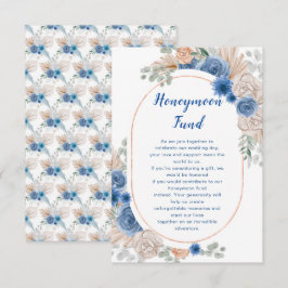 Boho Blue Pampas Grass Wedding Honeymoon Fund Begleitkarte