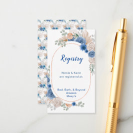 Boho Blue Pampas Grass Wedding Registry Begleitkarte