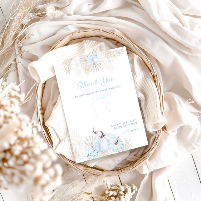 Boho Blue Pumpkin Es ist eine Baby-Dusche Dankeskarte (Von Creator hochgeladen)