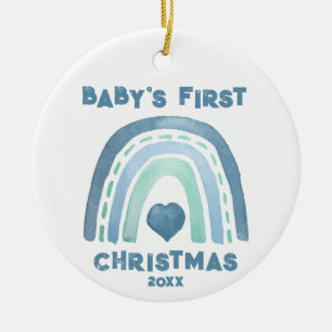 Boho Blue Rainbow Christmas Ornament