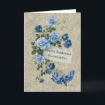Boho Blue Rose Moth Watercolor Geburtstagskarte Karte<br><div class="desc">Diese personalisierte Geburtstagskarte verfügt über einen Blumenstrauß mit blauen Rose und eine blaue Motte.   Innen kann auch der Text geändert werden.</div>
