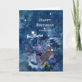 Boho Blue Sagittarius Constellation Birthday Karte