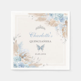 Boho Blue Silver Quinceanera Miss Quince 15 Serviette