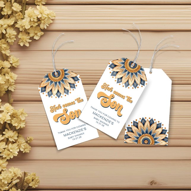 Boho Blue Sunflower Retro Typografie Geschenkanhänger (Boho Blue Sunflower Retro Typography Gift Tags)