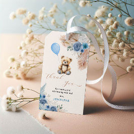Boho Blue Teddy Bear Baby Dusche Vielen Dank Geschenkanhänger