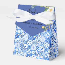 Boho Blue tile und Lemon Arch Hochzeit Vielen Dank Geschenkschachtel