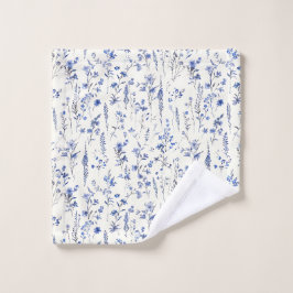 Boho Blue und White Wildblumen Waschlappen