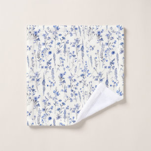 Boho Blue und White Wildblumen Waschlappen