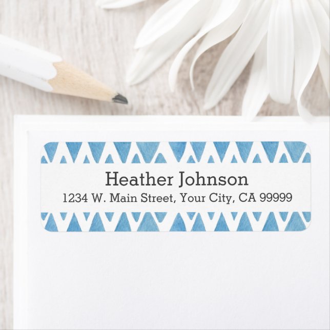 Boho Blue Wassercolor Geometric Pattern (Insitu)