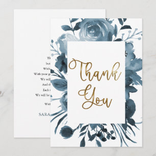 Boho Blue Watercolor Floral Baby Dusche Dankeskarte