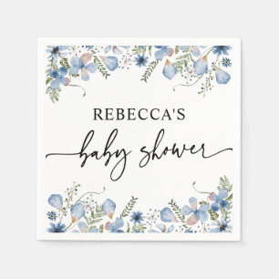 Boho Blue Wildblumen Babydusche Napkins Serviette