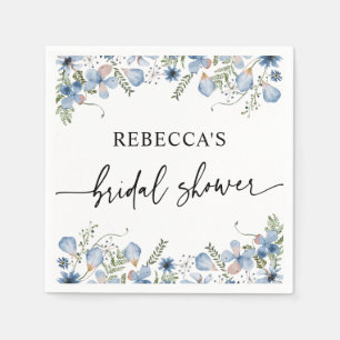 Boho Blue Wildblumen Brautparty Napkins Serviette