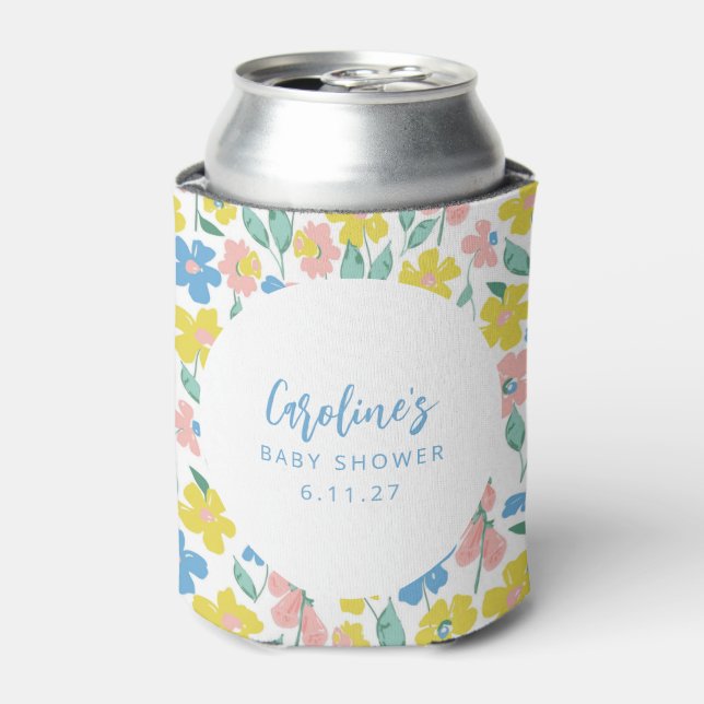 Boho Blue Yellow Ditsy Floral Custom Baby Dusche Dosenkühler (Kanne Vorderseite)