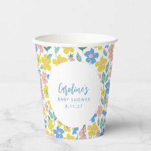 Boho Blue Yellow Ditsy Floral Custom Baby Dusche Pappbecher