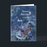 Boho Blue Zodiac Aries Constellation Geburtstag Karte<br><div class="desc">Das Sternbild Aries mit Eule und Motte.</div>