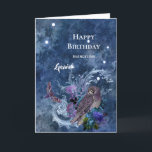 Boho Blue Zodiac Gemini Constellation Geburtstag Karte<br><div class="desc">Die Gemini-Konstellation mit Eule und Motte.</div>