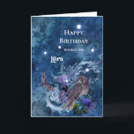 Boho Blue Zodiac Libra Constellation Geburtstag Karte<br><div class="desc">Die Libra-Konstellation mit Eule und Motte.</div>