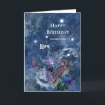 Boho Blue Zodiac Libra Constellation Geburtstag Karte<br><div class="desc">Die Libra-Konstellation mit Eule und Motte.</div>