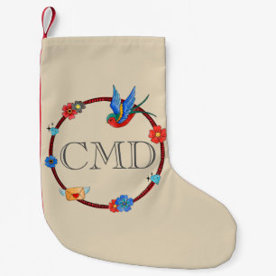 Boho Bluebird Monogram Kleiner Weihnachtsstrumpf