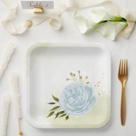 Boho blühende grüne Blätter botanisch Pappteller