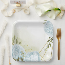 Boho blühende grüne Blätter botanisch Pappteller