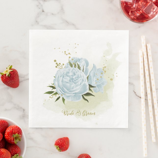 Boho blühende grüne Blätter botanisch Serviette (Beispiel)