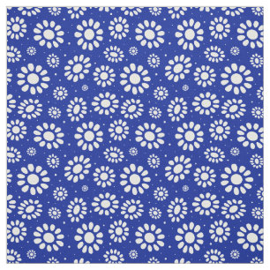 Boho Blume Blau und Weiß Muster Stoff