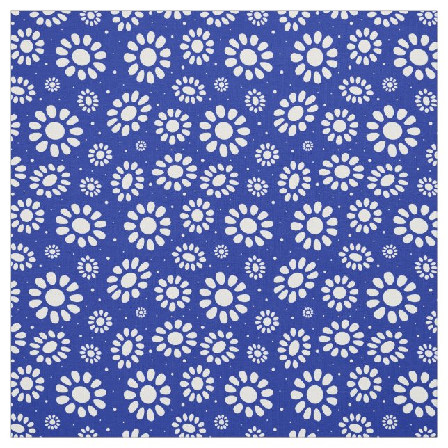 Boho Blume Blau und Weiß Muster Stoff (Muster)