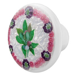 Boho Blume Border Pink Buds Viktorianisch Keramikknauf