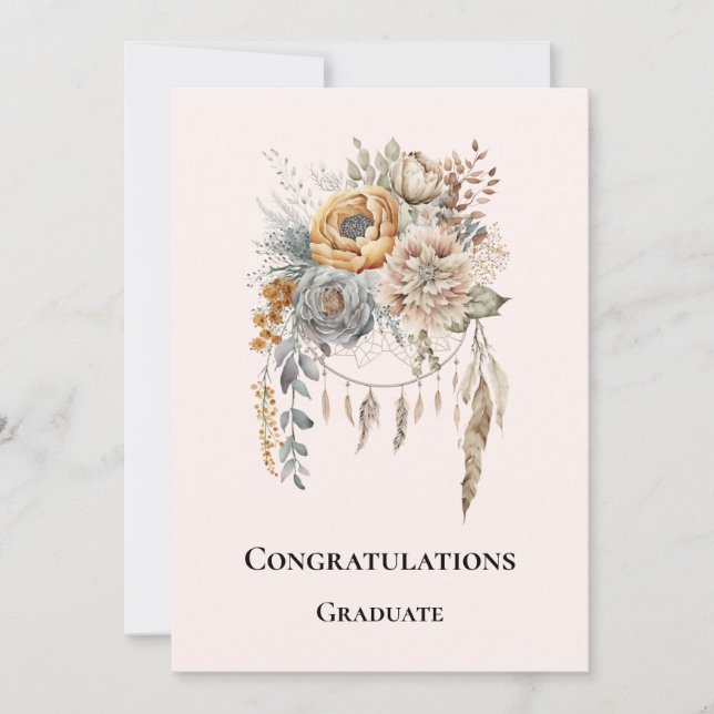 Boho Blume Bouquet im Abschluss Neutrale Farben (Vorderseite)