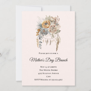 Boho Blume Bouquet in neutralen Farben Muttertag Einladung