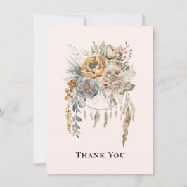 Boho Blume Bouquet in neutralen Farben Vielen Dank Dankeskarte
