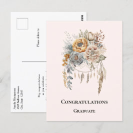 Boho Blume Bouquet und Dreamcatcher Abschluss Postkarte