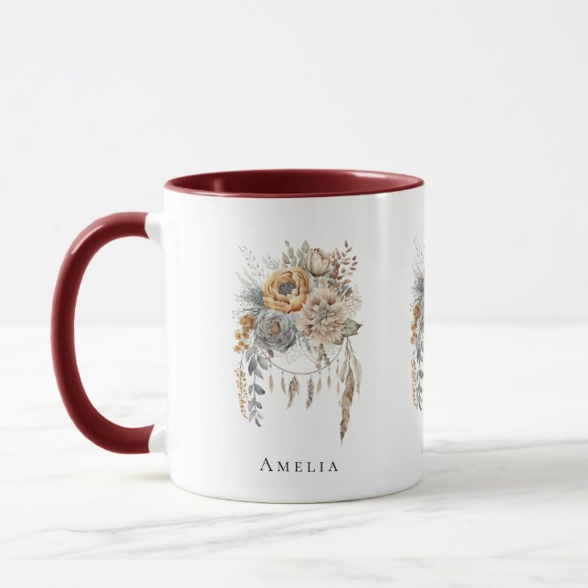 Boho Blume Bouquet und Dreamcatcher Tasse (Links)