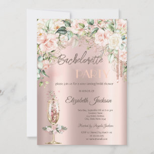 Boho Blume Champagne Glass Junggeselinnen-Abschied Einladung