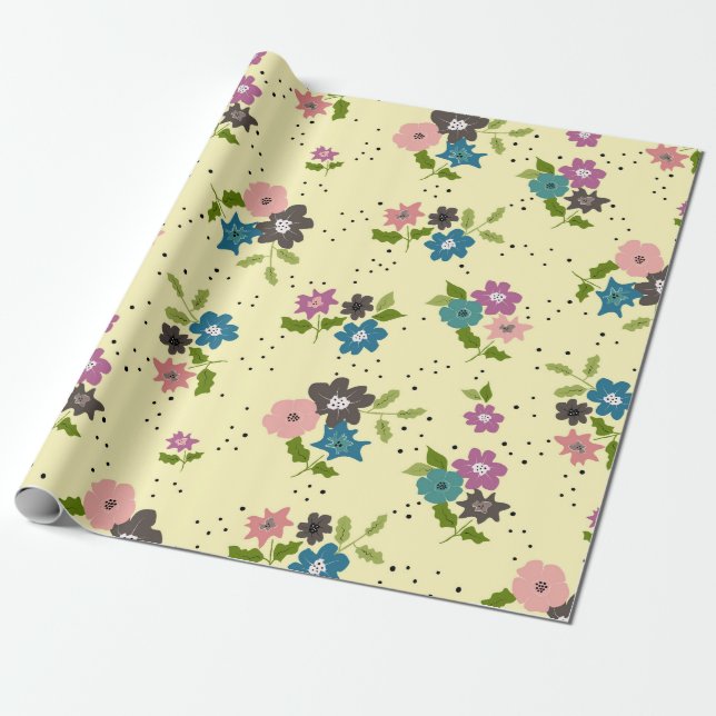 Boho Blume Clusters Wrapping Paper Geschenkpapier (Ungerollt)