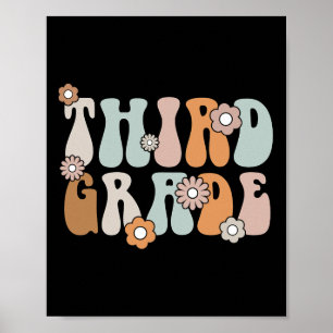 Boho-Blume der dritten Klasse zurück zur Schule Poster