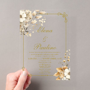 Boho Blume Elegante Hochzeit Einladung auf Spanisc