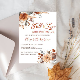 Boho Blume fallen in Liebe Babydusche Einladung