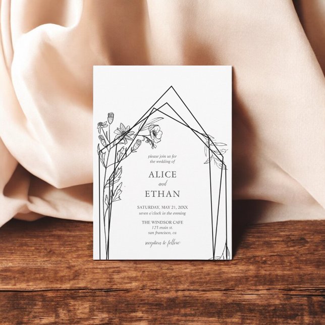 Boho Blume Geometric Wedding Einladung (Von Creator hochgeladen)