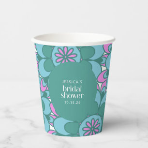 Boho Blume Groovy Green Brautparty Custom Pappbecher