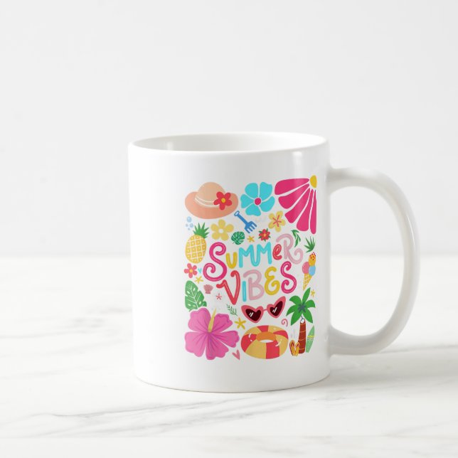 Boho Blume Hello Summer Vibes Funny Beach Life Me Kaffeetasse (Rechts)