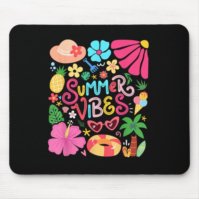 Boho Blume Hello Summer Vibes Funny Beach Life Me Mousepad (Vorne)