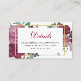 Boho Blume Hochzeitsdetails. florale Einsatzkarte Begleitkarte